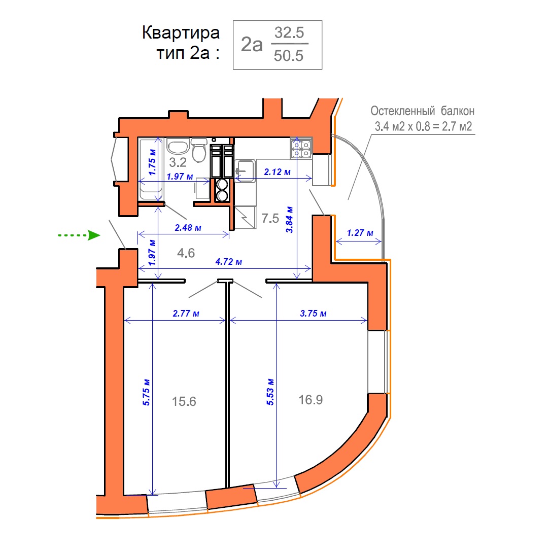 двухкомнатная квартира в жк Атриум Ирпень