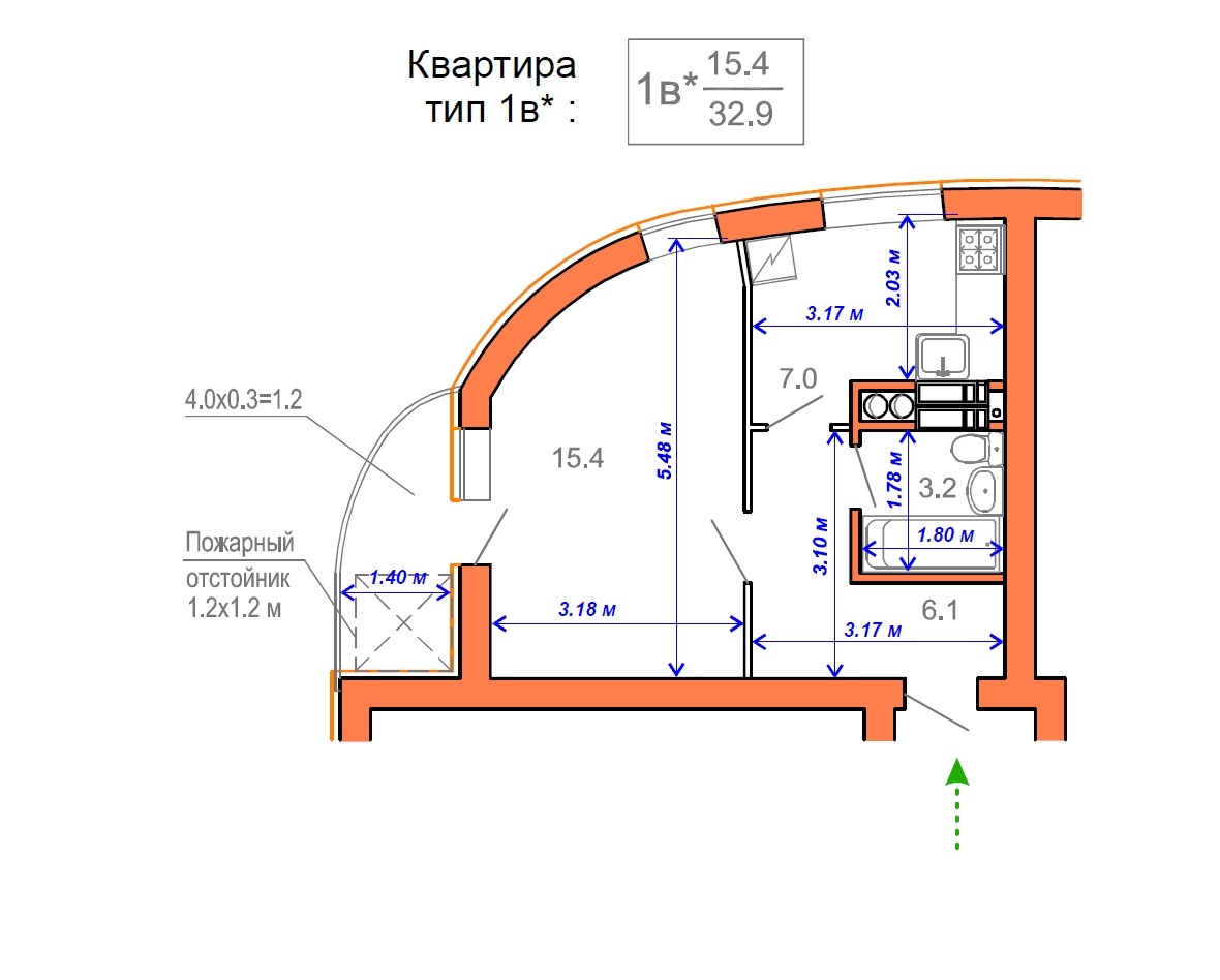 однокомнатная квартира в жк Атриум Ирпень