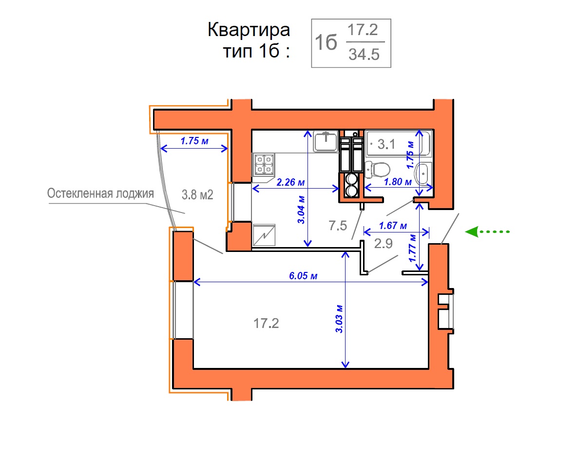 однокомнатная квартира в жк Атриум Ирпень